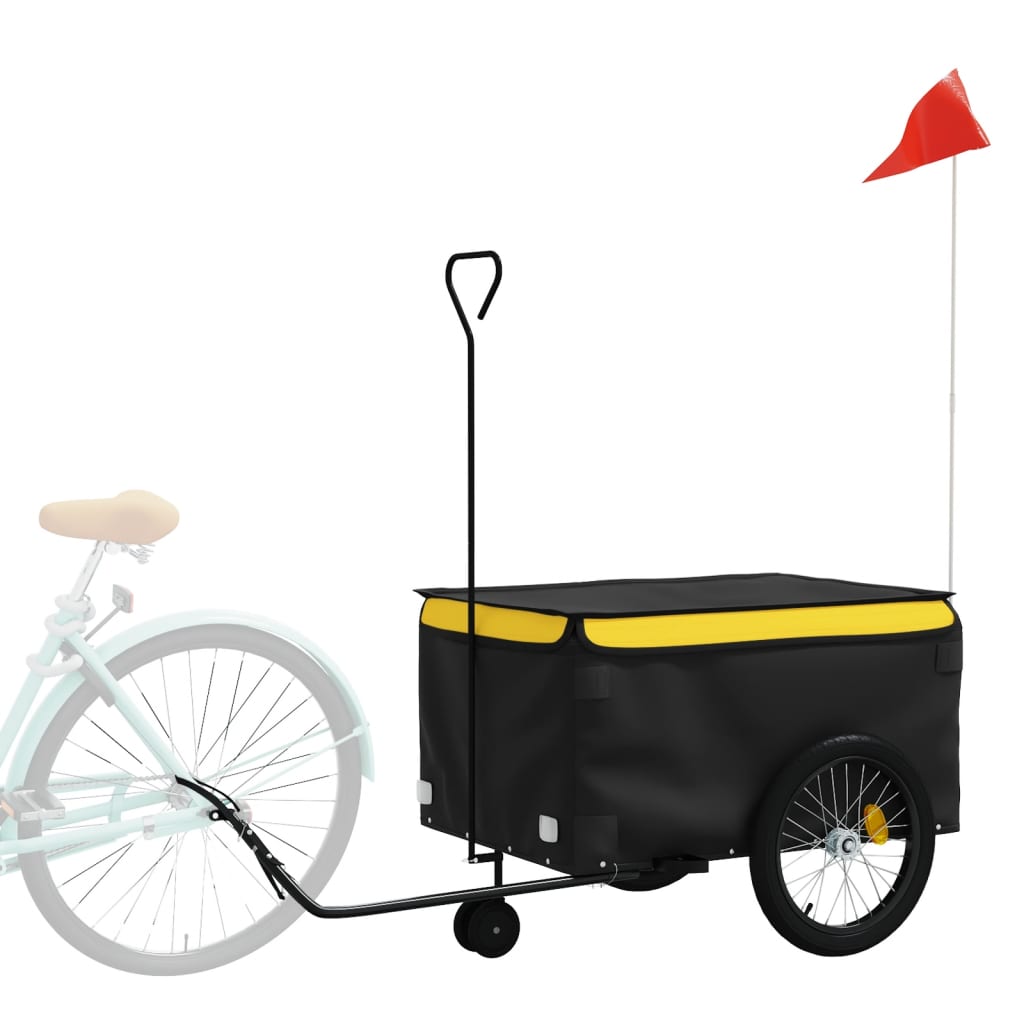 Remorque de vélo noir et jaune 45 kg fer