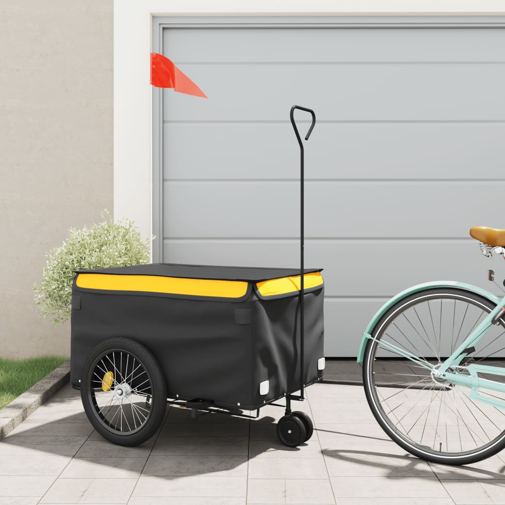 Remorque de vélo noir et jaune 45 kg fer