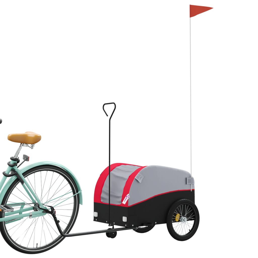 Remorque de vélo noir et rouge 30 kg fer