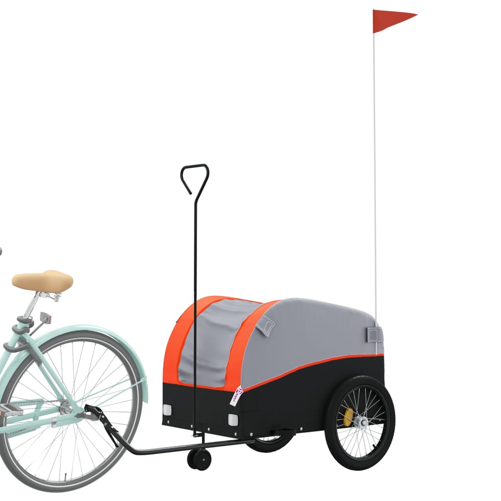 Remorque de vélo noir et orange 45 kg fer