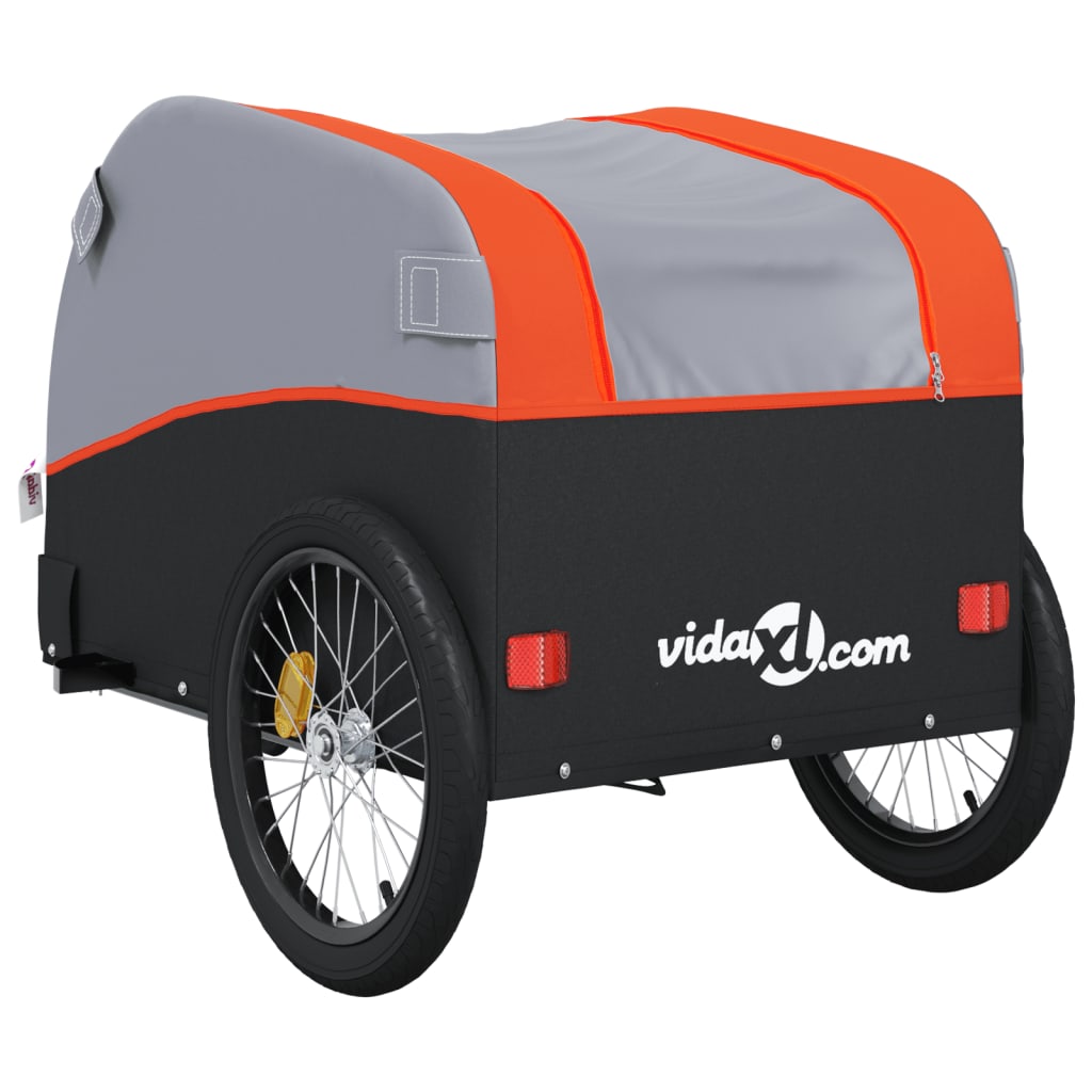 Remorque de vélo noir et orange 45 kg fer