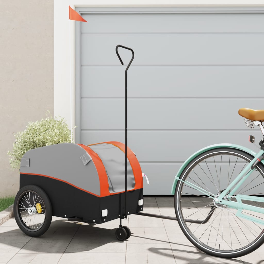 Remorque de vélo noir et orange 45 kg fer