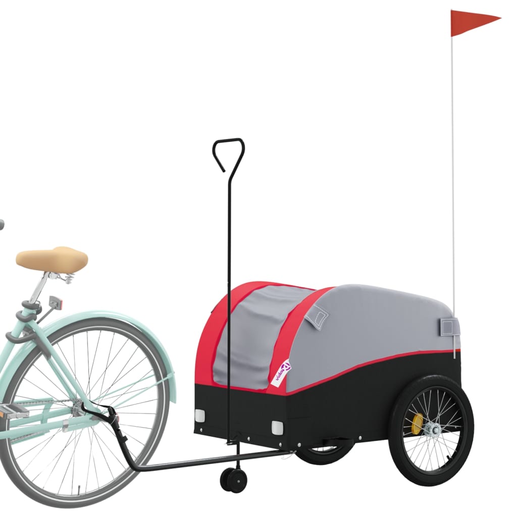 Remorque de vélo noir et rouge 45 kg fer