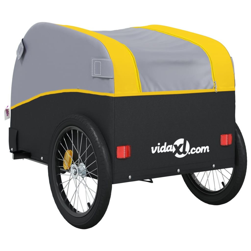 Remorque de vélo noir et jaune 45 kg fer