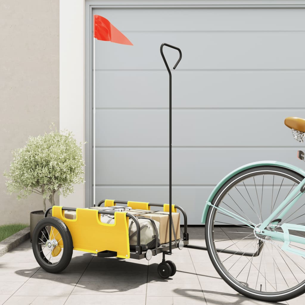 Remorque de vélo jaune tissu oxford et fer