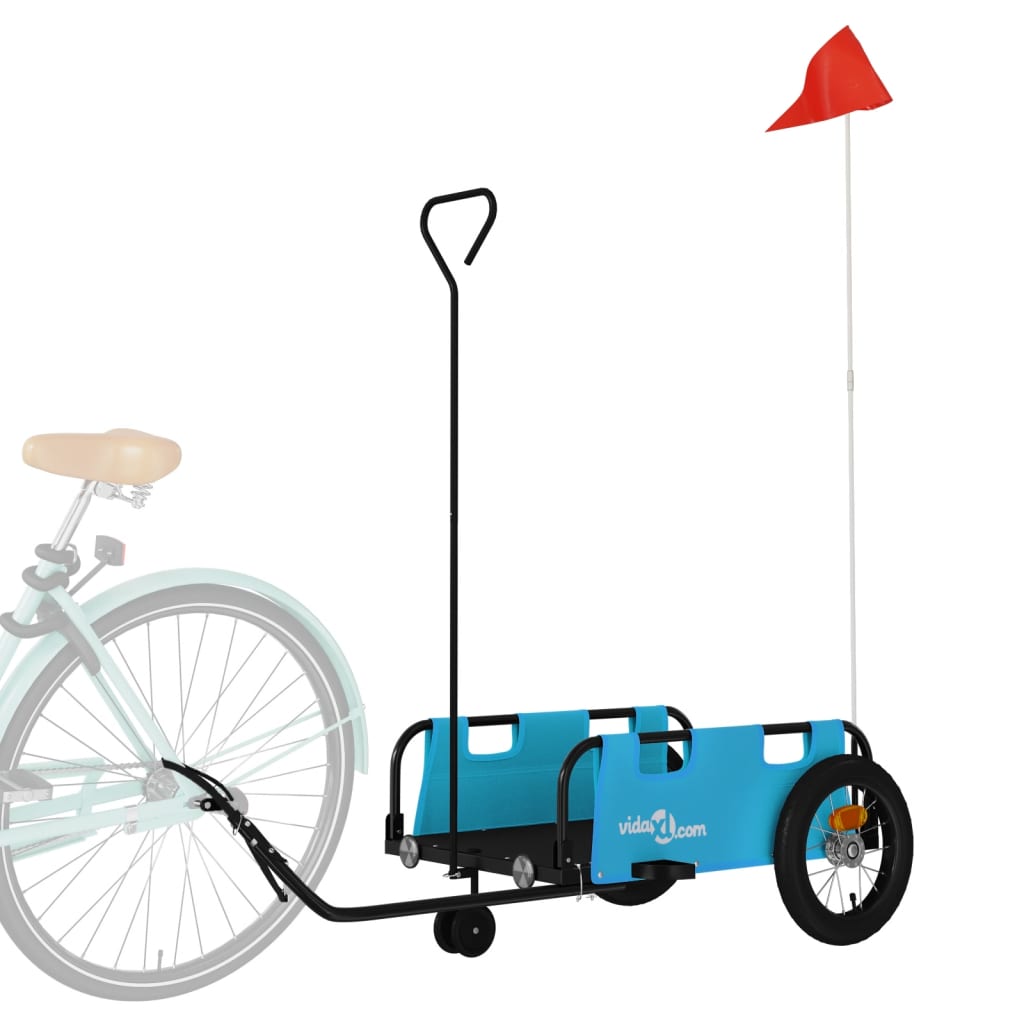 Remorque de vélo bleu tissu oxford et fer