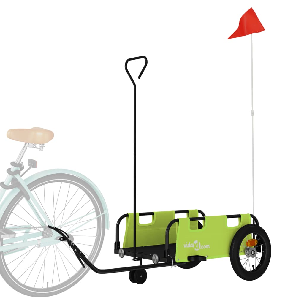 Remorque de vélo vert tissu oxford et fer
