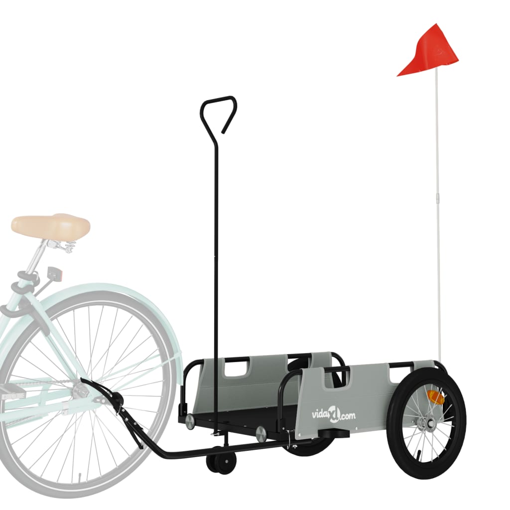 Remorque de vélo gris tissu oxford et fer