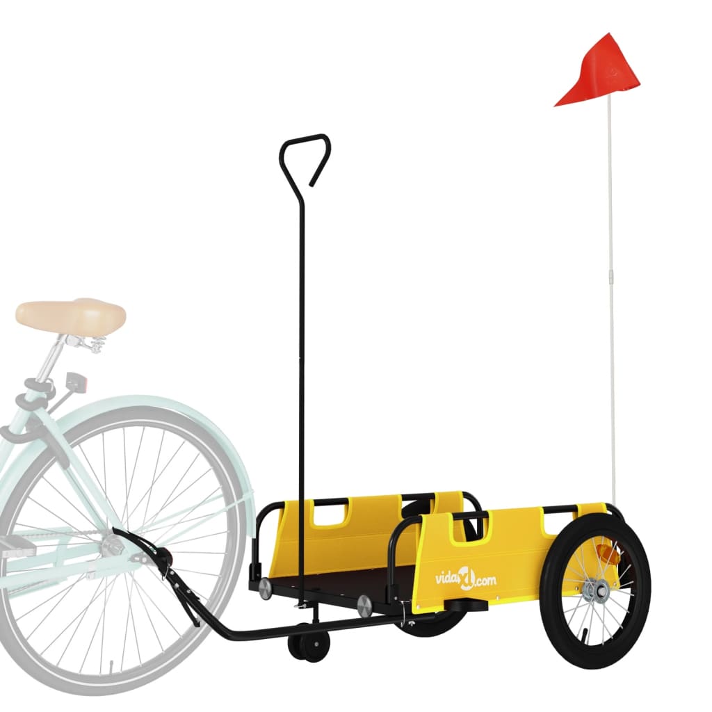 Remorque de vélo jaune tissu oxford et fer