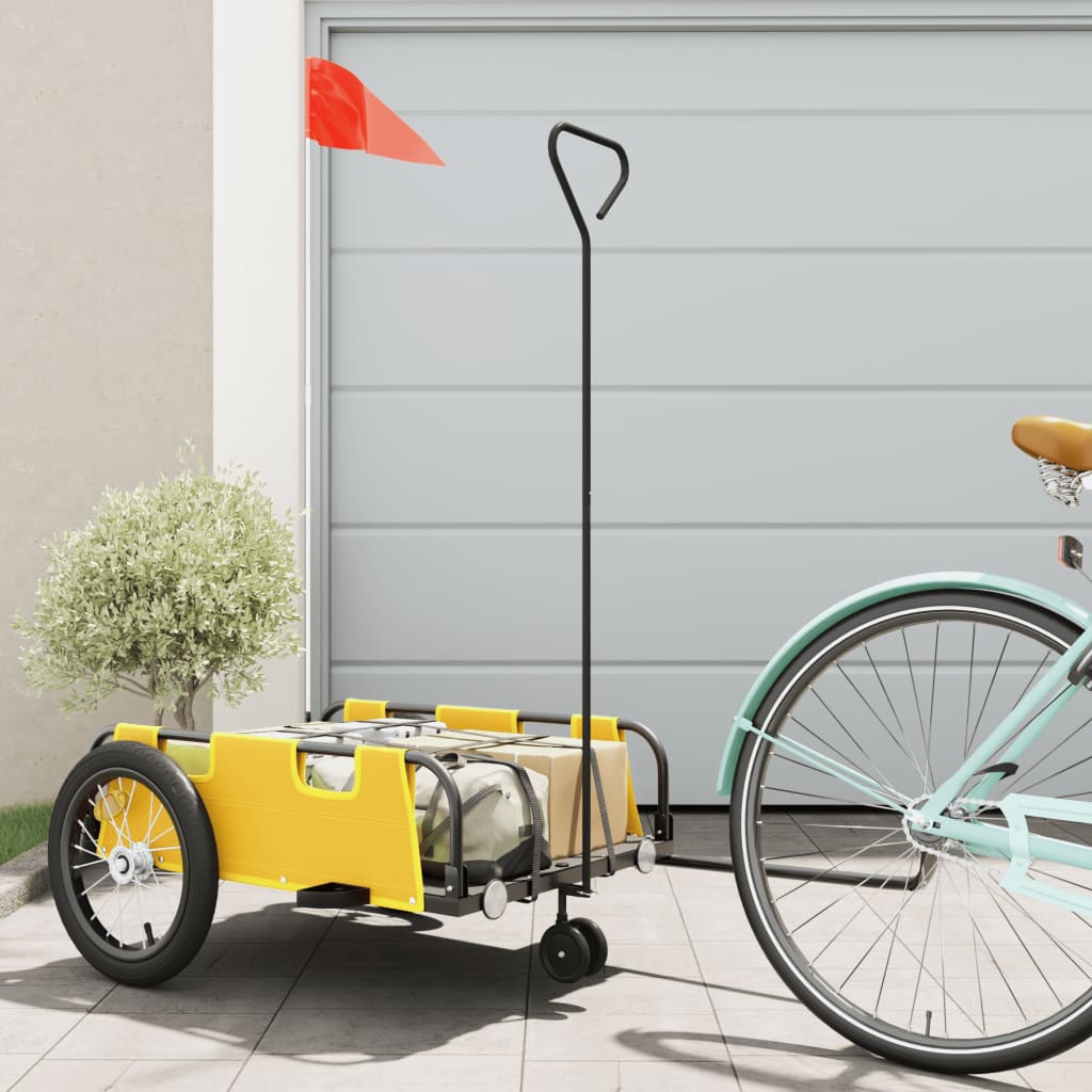 Remorque de vélo jaune tissu oxford et fer