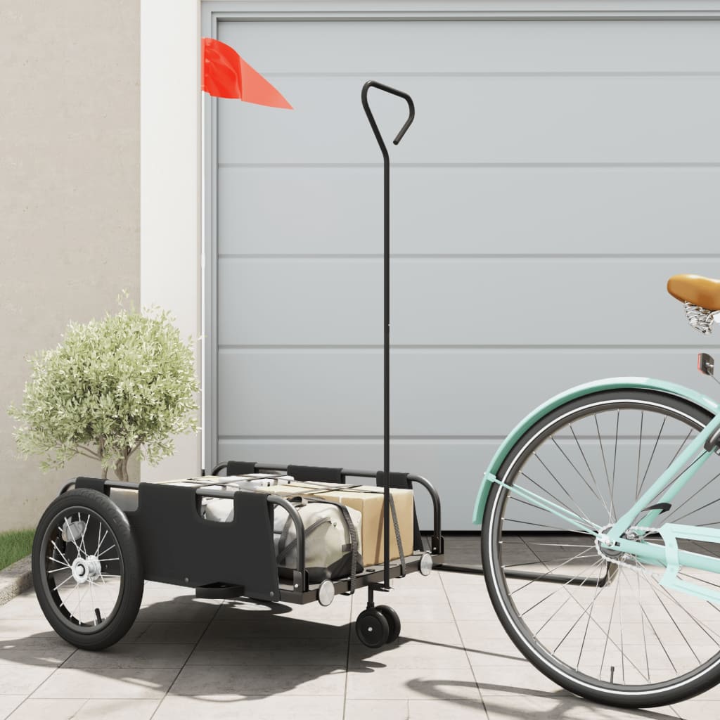 Remorque de vélo noir tissu oxford et fer