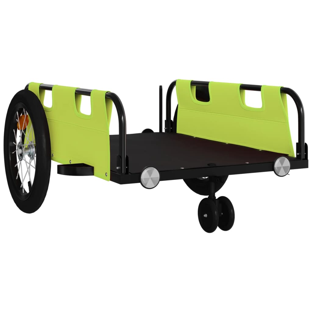Remorque de vélo vert tissu oxford et fer