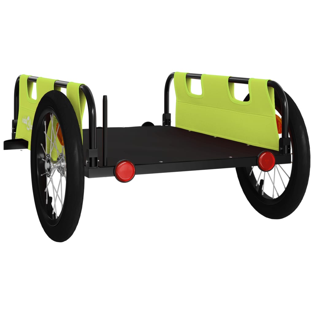 Remorque de vélo vert tissu oxford et fer