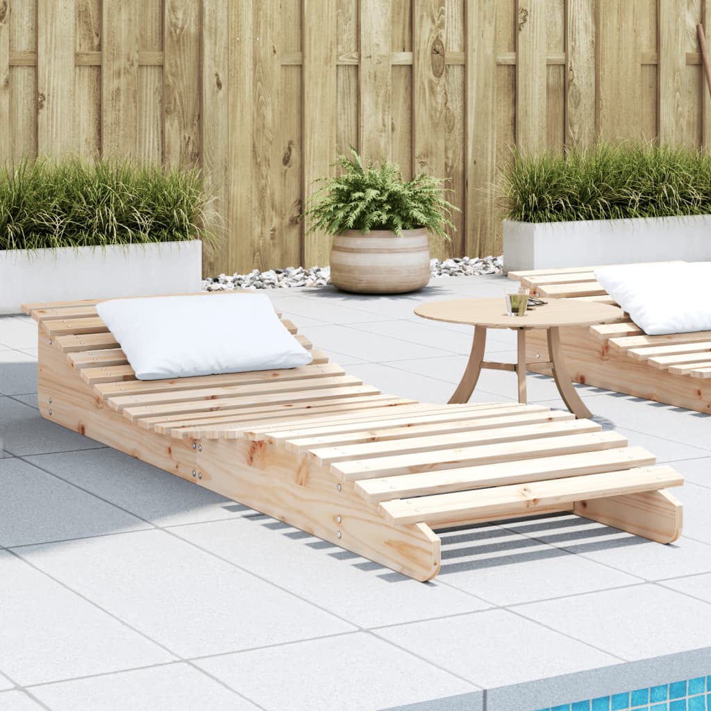 Chaise longue 205x60x31,5 cm bois massif de pin