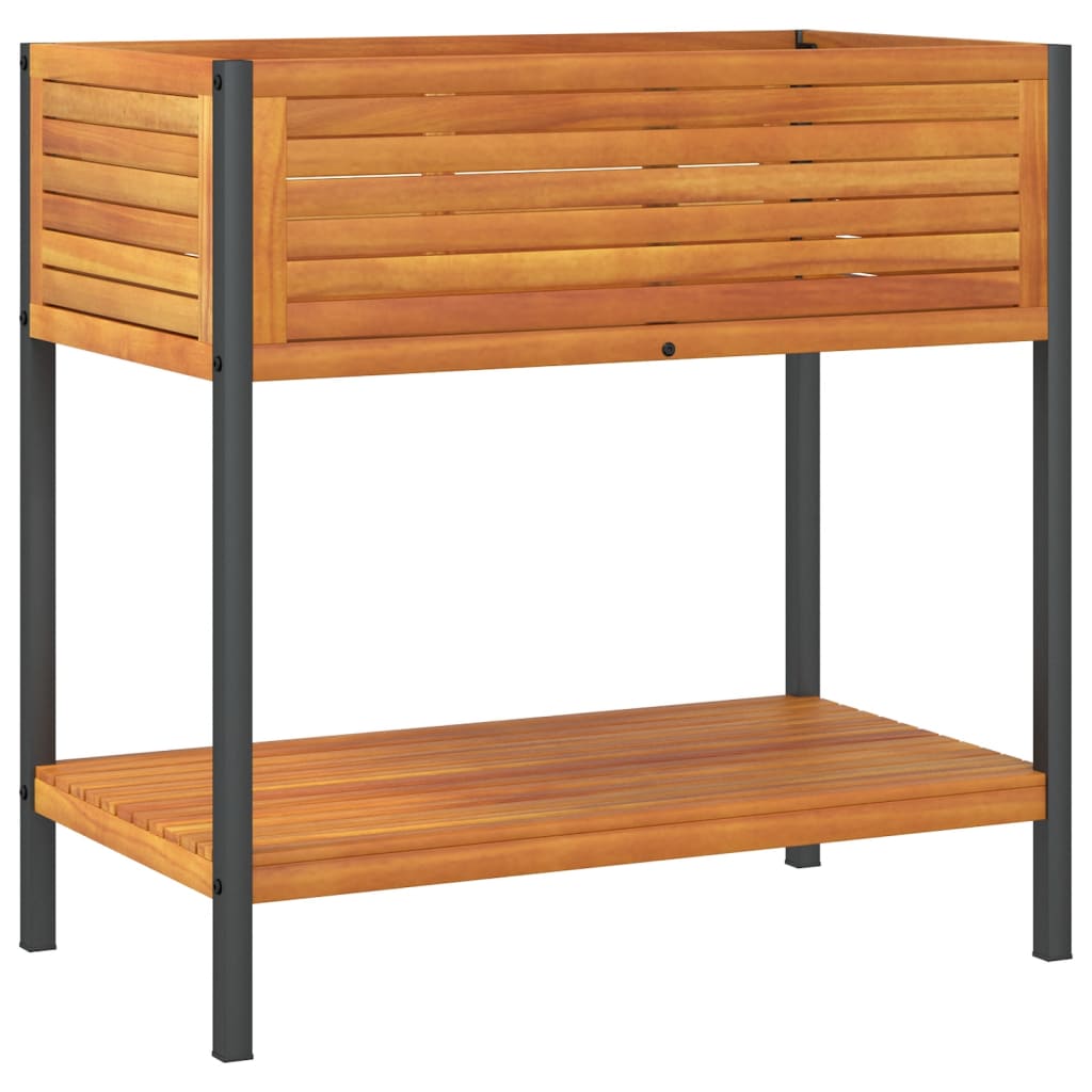 Jardinière et étagère 80x45x80 cm bois massif d'acacia et acier