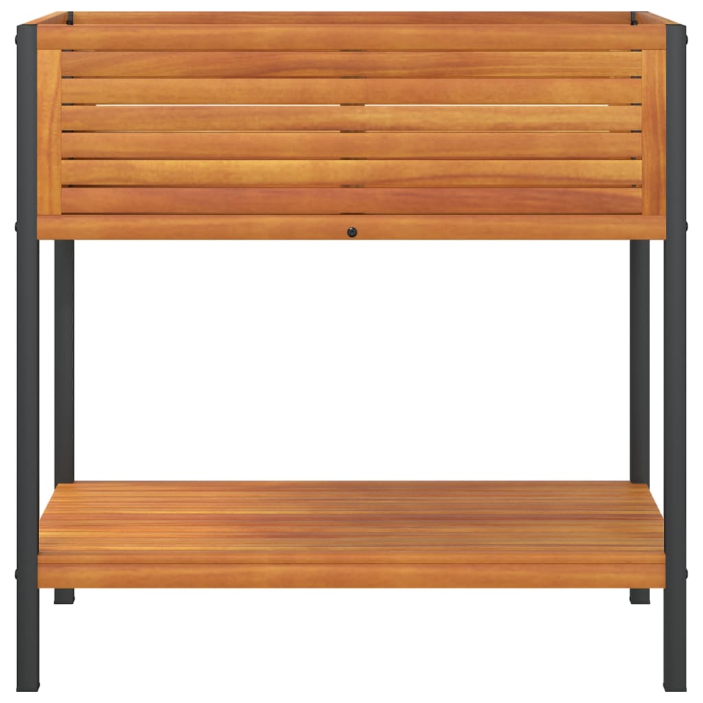 Jardinière et étagère 80x45x80 cm bois massif d'acacia et acier