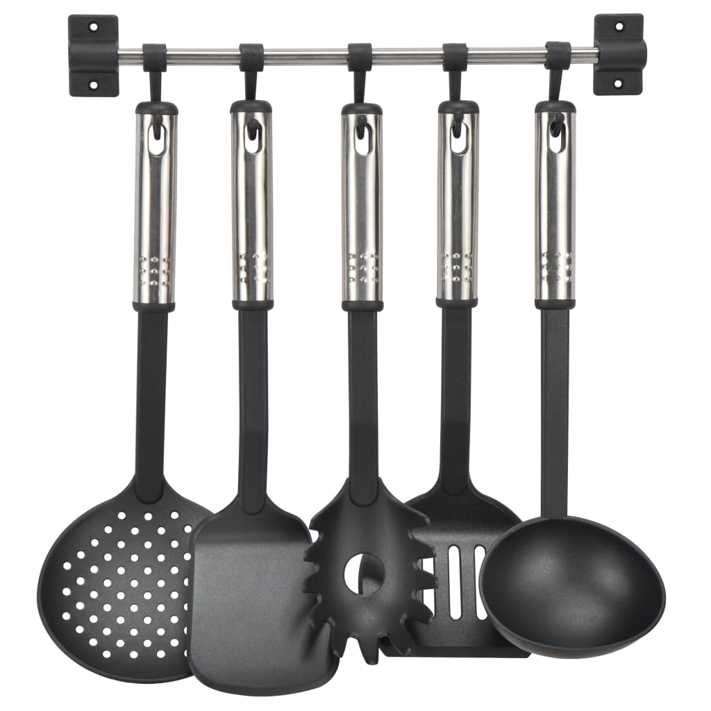 Ensemble d'ustensiles de cuisine 6 pcs Noir et argenté