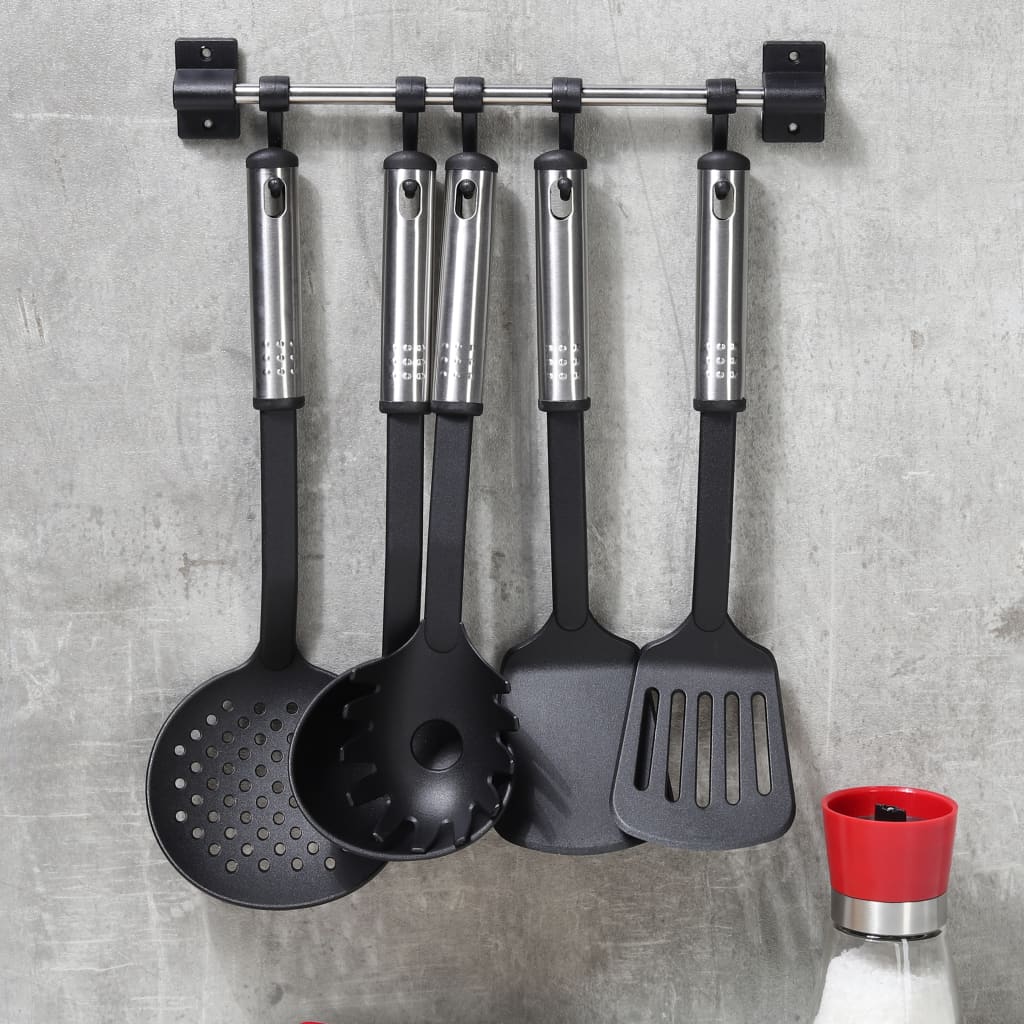 Ensemble d'ustensiles de cuisine 6 pcs Noir et argenté