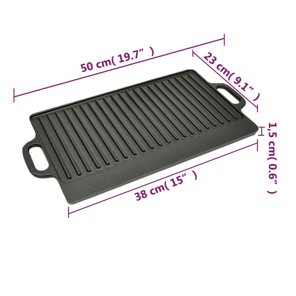 Plateau de gril réversible Fonte 50x23 cm