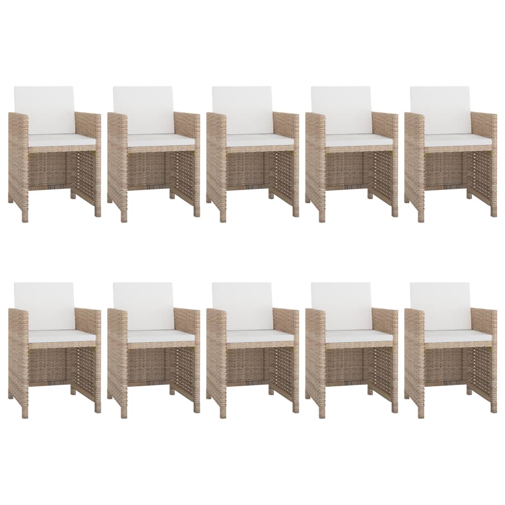 Salon de jardin avec coussins 11 pcs Résine tressée Beige