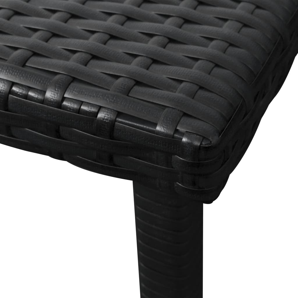 Chaise longue avec coussin et table Résine tressée Noir