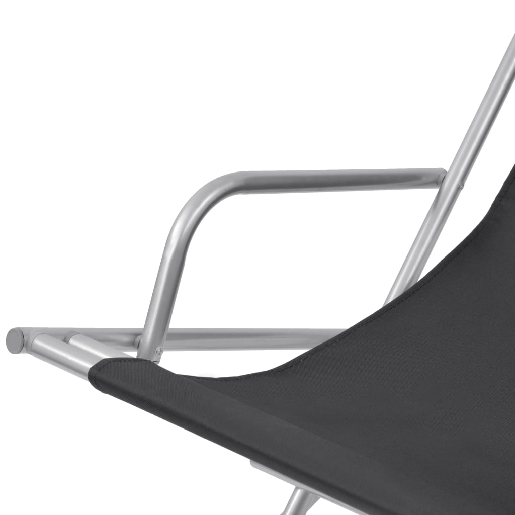 Chaises inclinables de terrasse 2 pcs Acier Noir