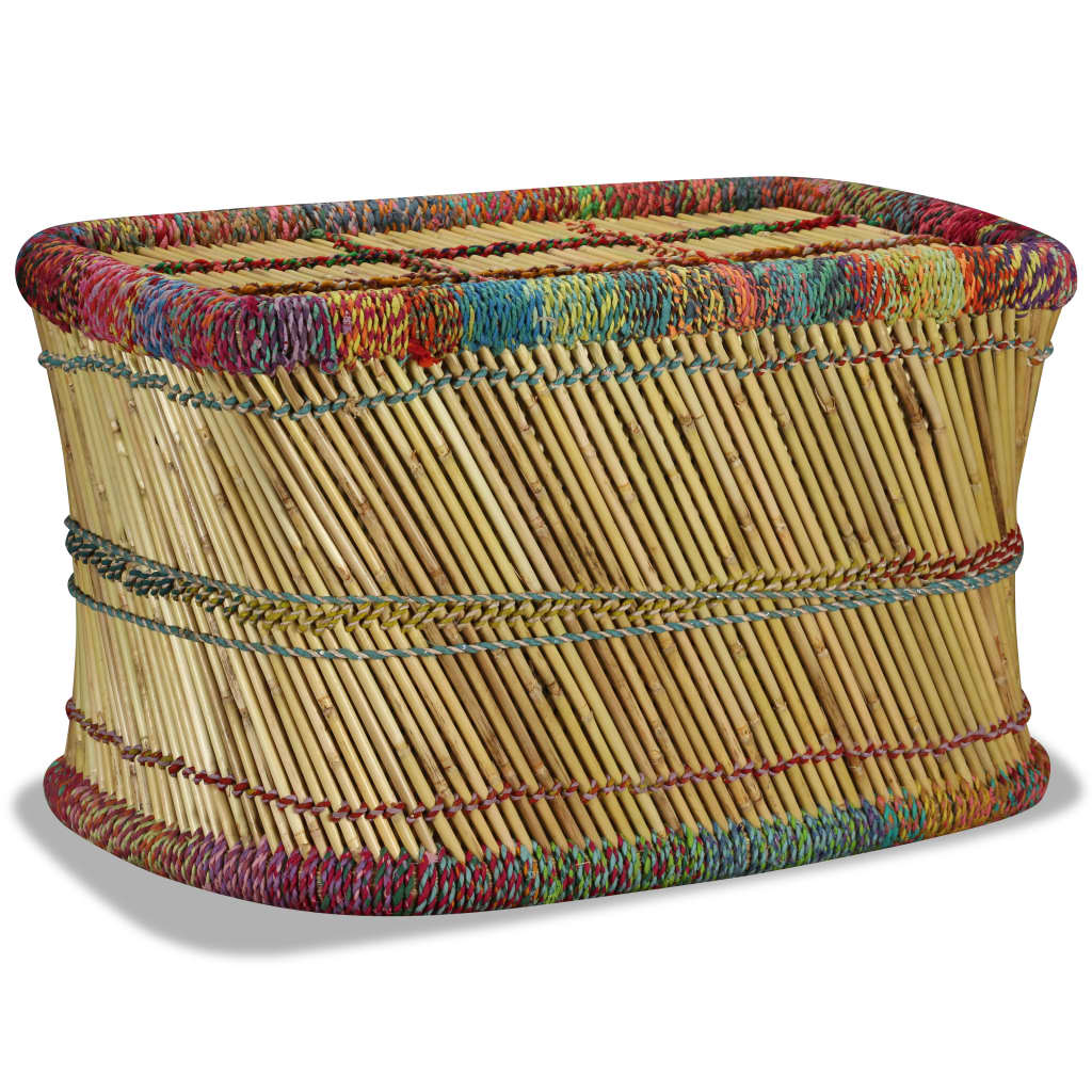 Table basse Bambou avec Détails Chindi Multicolore