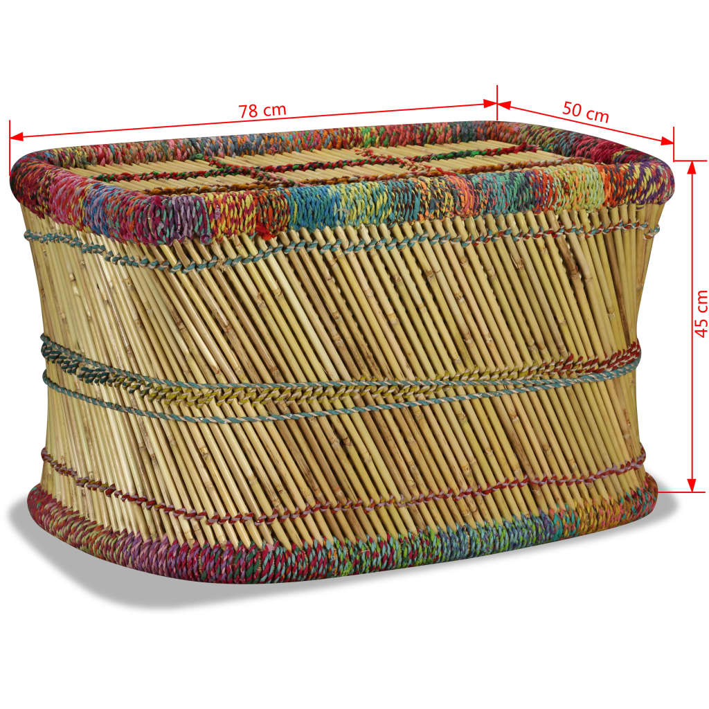 Table basse Bambou avec Détails Chindi Multicolore