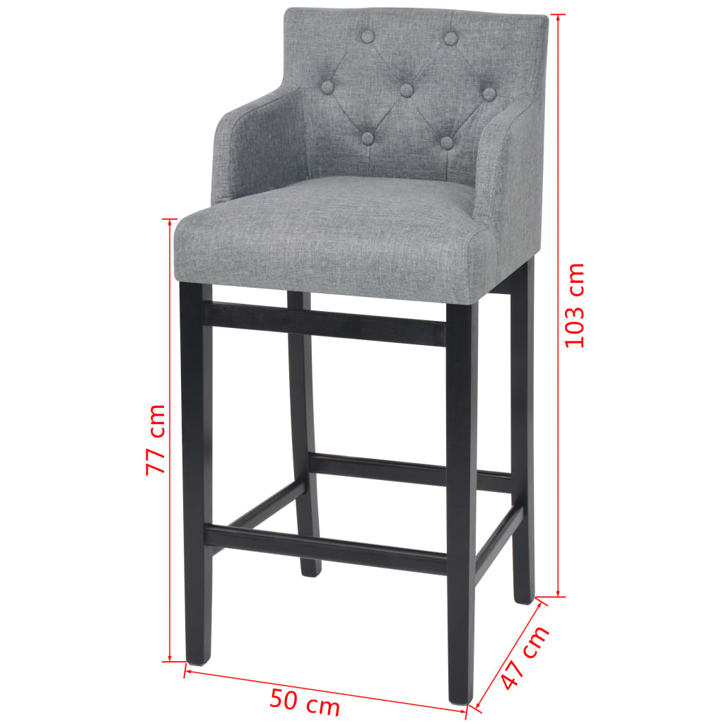 Tabourets de bar 2 pcs Gris clair Tissu