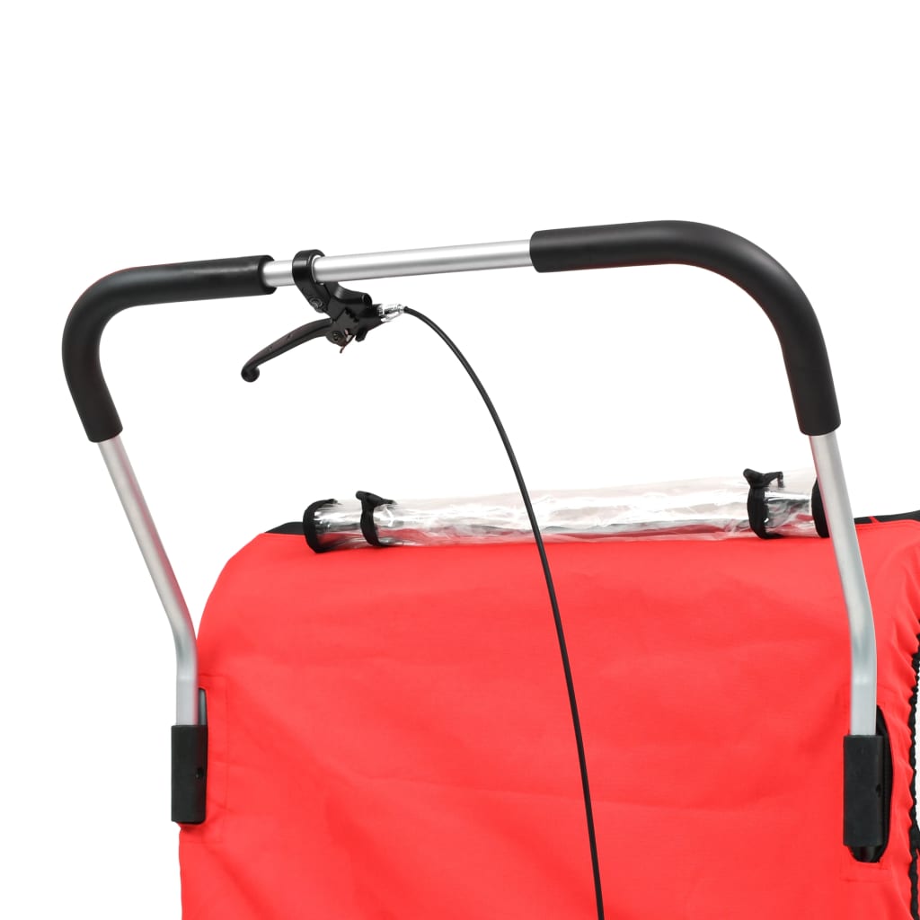 Remorque à vélo et poussette pour enfants 2-en-1 Rouge et noir