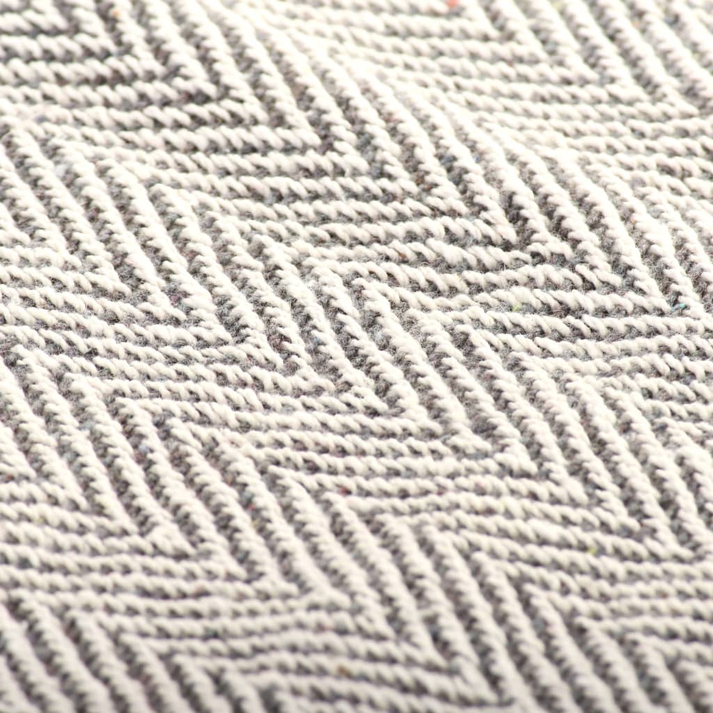 Couverture coton à chevrons 220 x 250 cm Gris