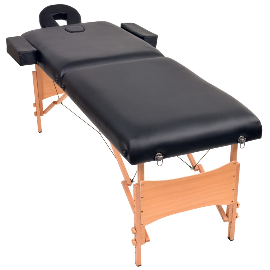 Table de massage pliable à 2 zones 10 cm d'épaisseur Noir