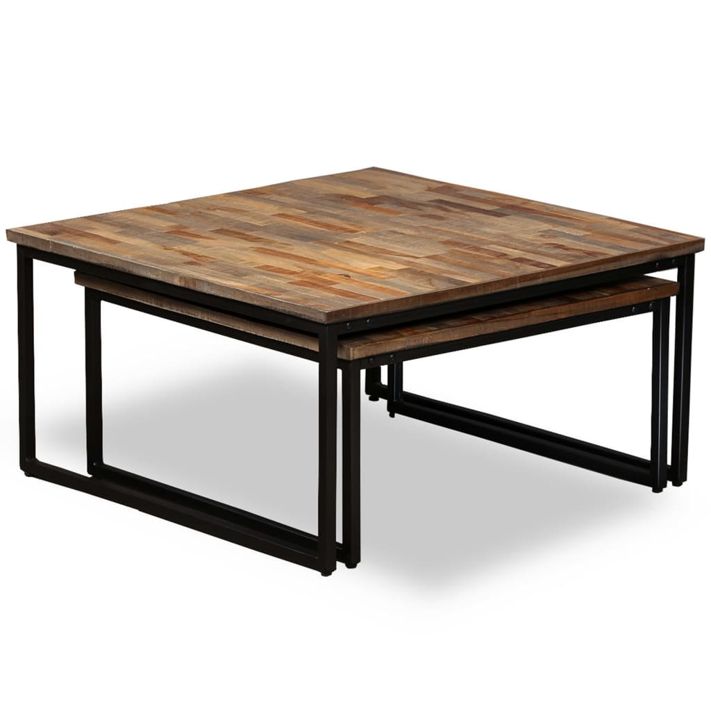 Table basse gigogne 2 pcs Teck massif de récupération