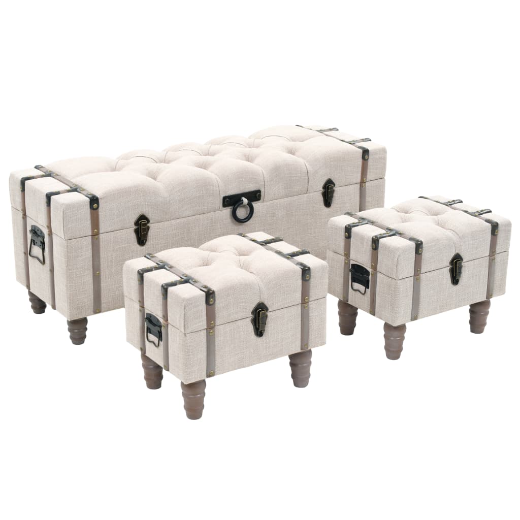 Ensemble de bancs de rangement 3 pcs Bois massif et acier