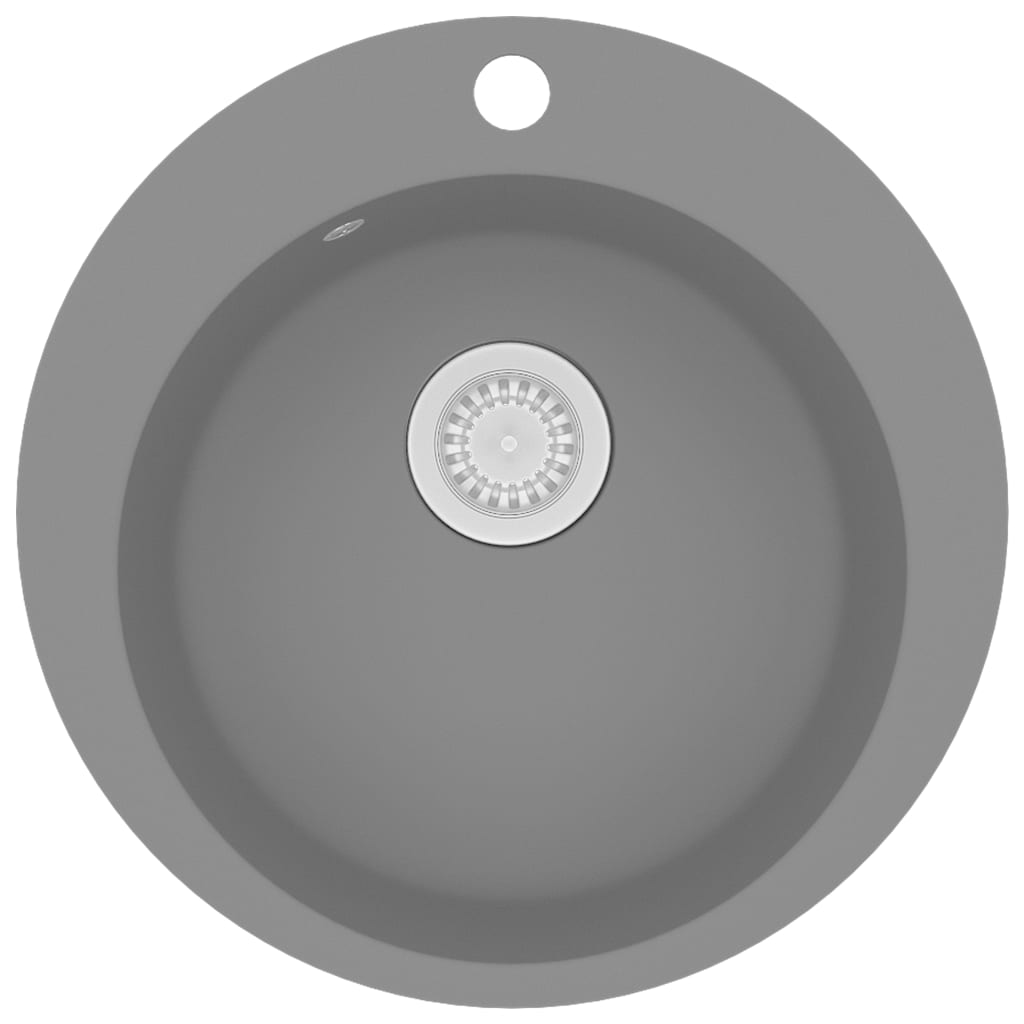Évier de cuisine en granit Bac unique Rond Gris
