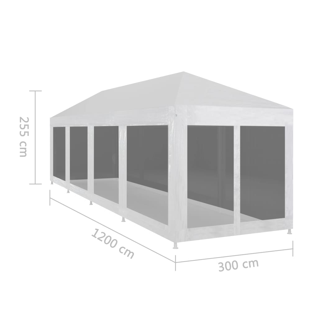 Tente de réception avec 10 parois en maille 12 x 3 m