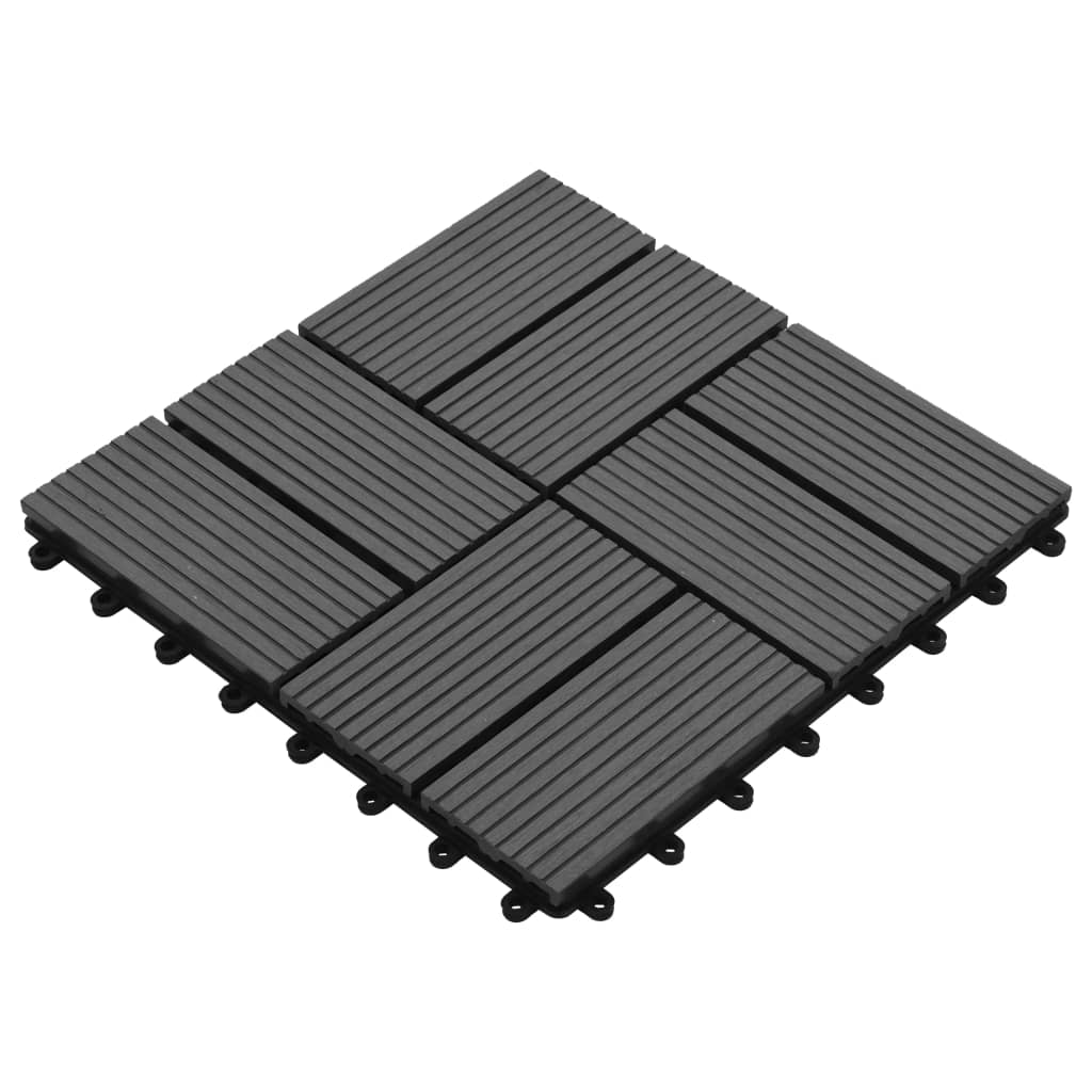 Carreau de terrasse 11 pcs WPC 30 x 30 cm 1 m² Gris