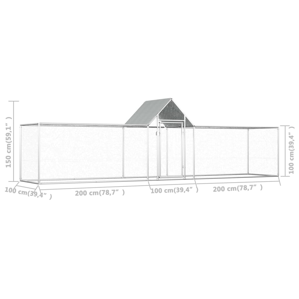 Poulailler 5 x 1 x 1,5 m Acier galvanisé