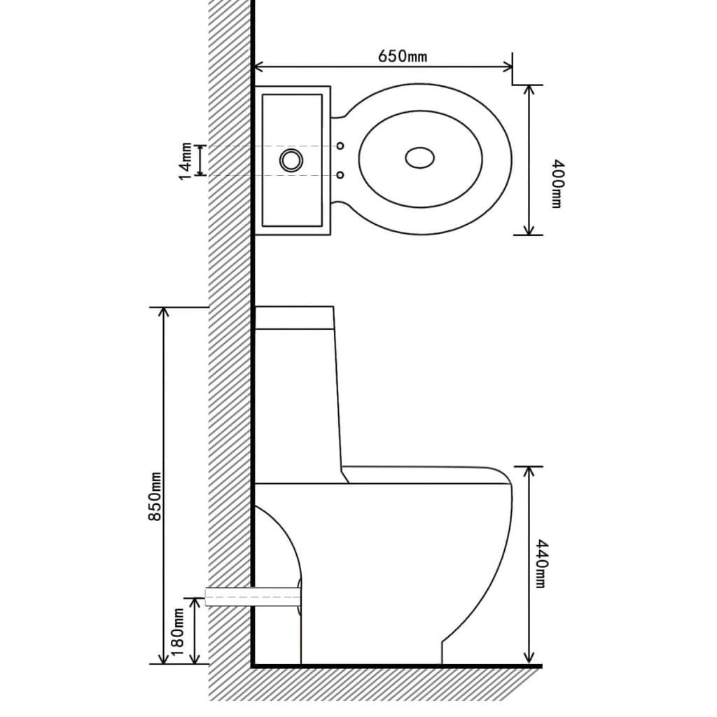 Toilette en céramique Écoulement d'eau à l'arrière Blanc