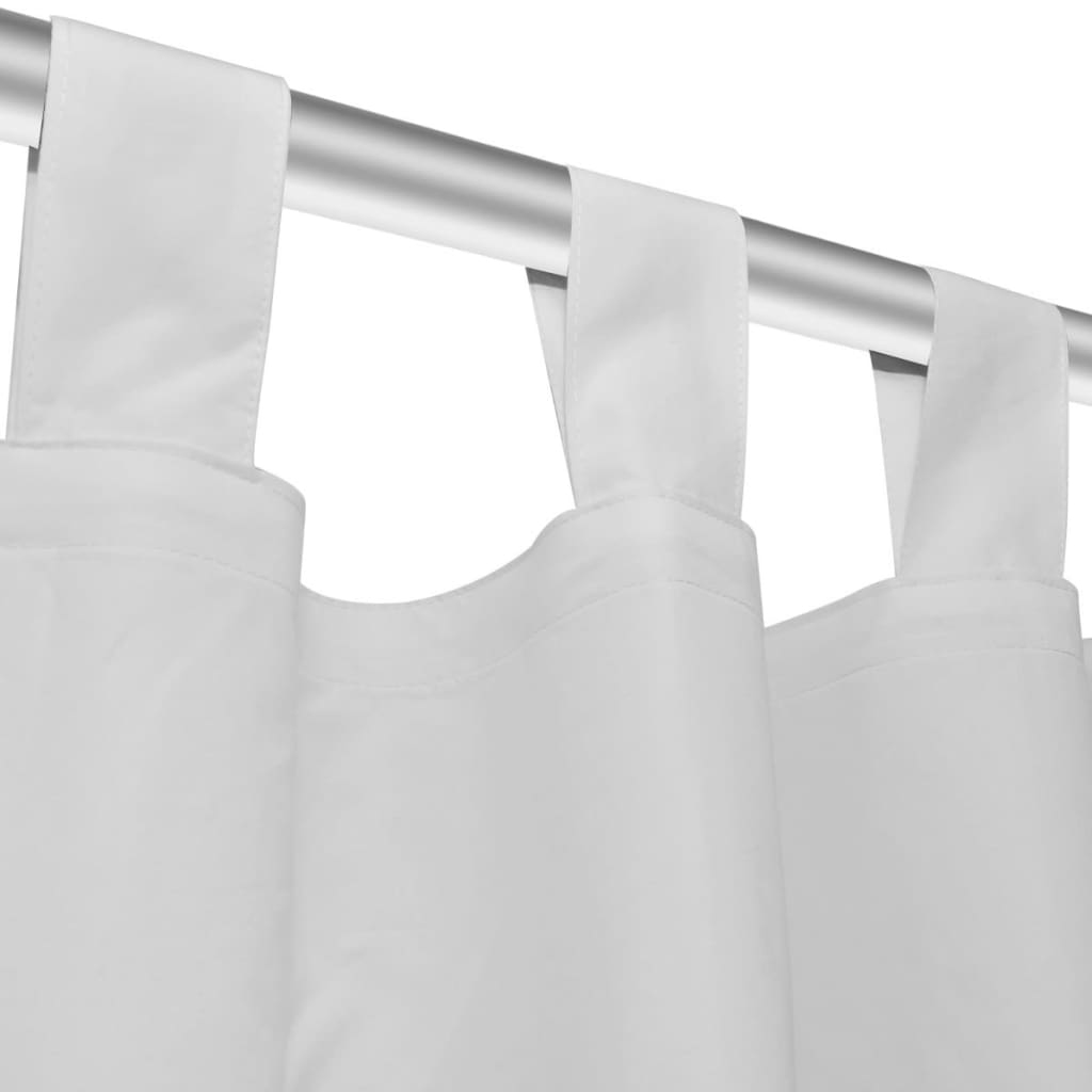 2 pcs Rideau à Passant Micro Satin Blanc 140 x 225 cm