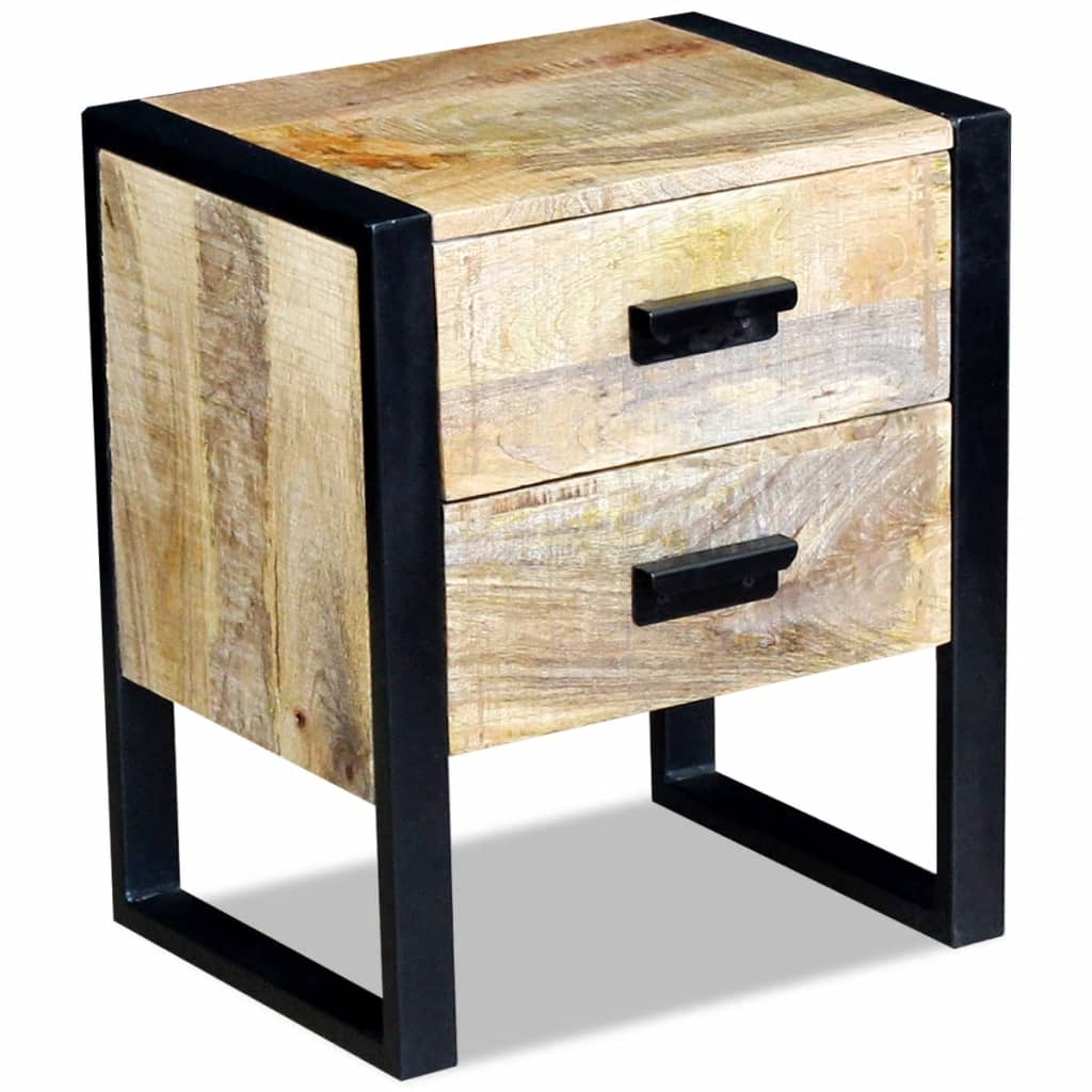 Table auxiliaire à 2 tiroirs 43 x 33 x 51 cm Bois de manguier massif