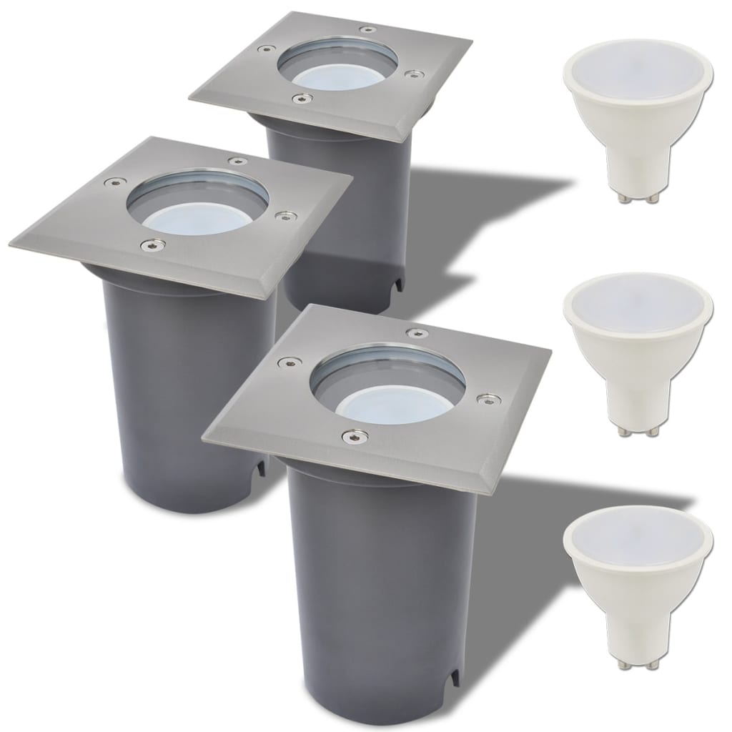 Lampe LED encastrable au sol d'extérieur 3 pièces Carré
