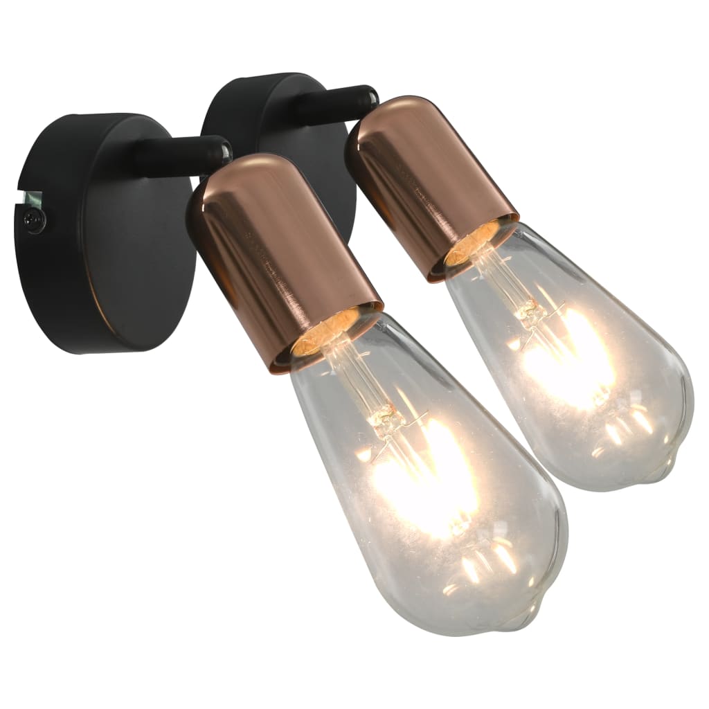 Projecteurs 2 pcs Noir et cuivre E27