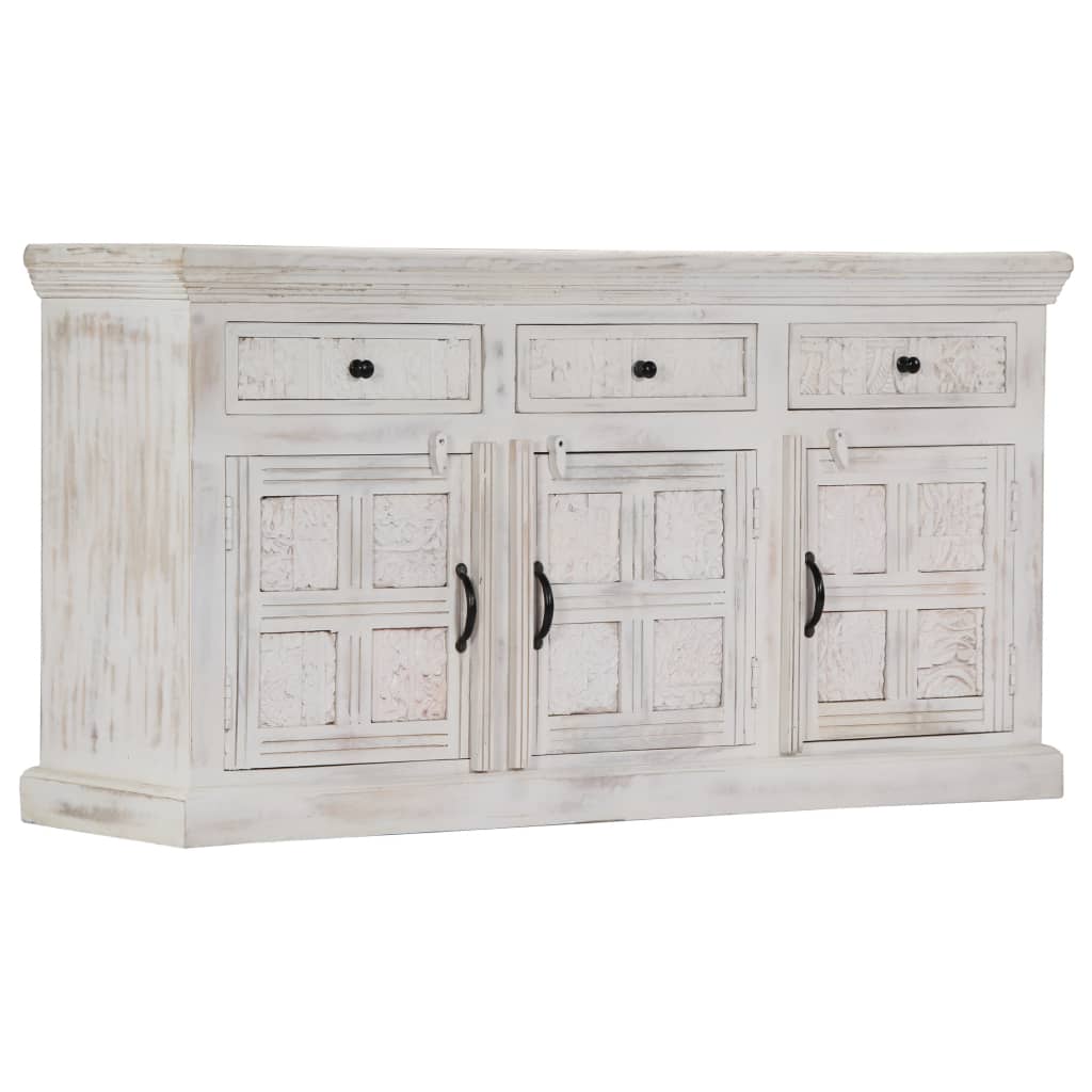 Buffet Blanc 140 x 40 x 74 cm Bois de manguier massif
