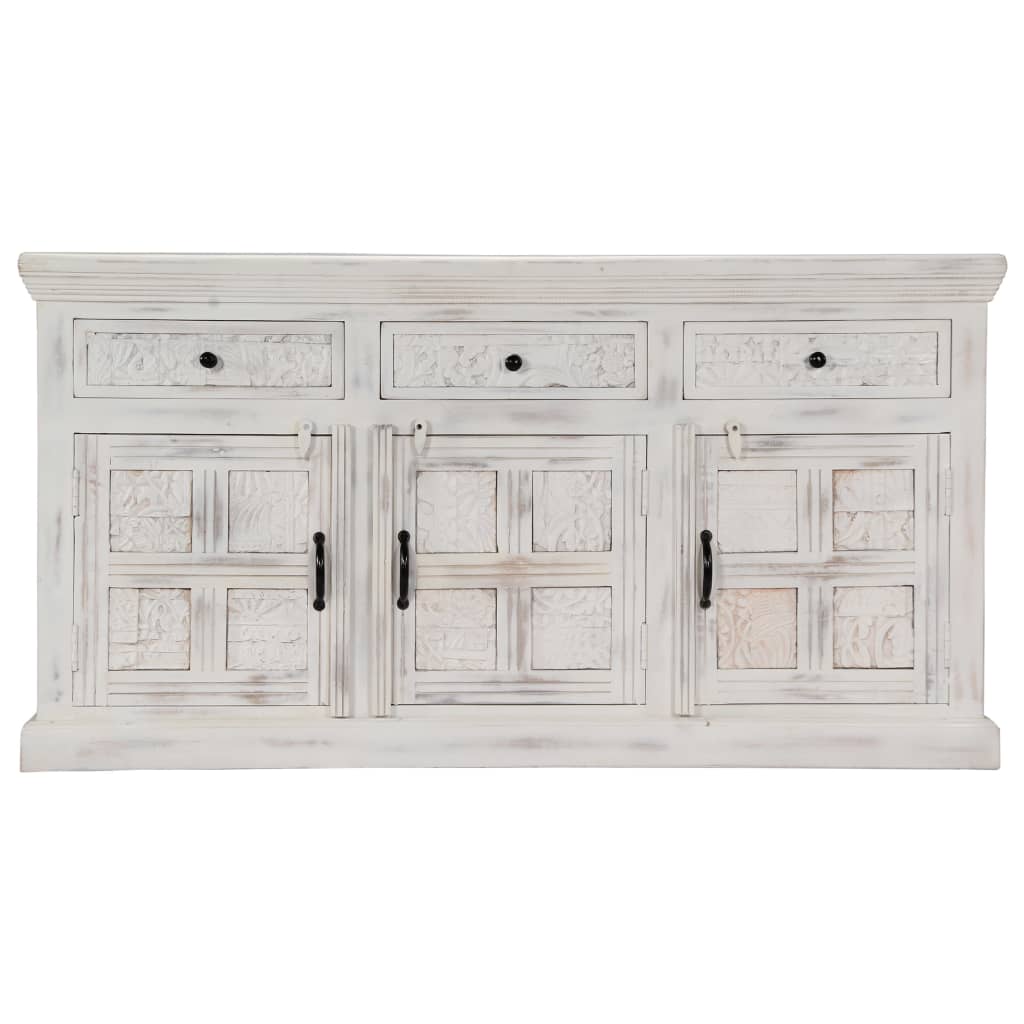 Buffet Blanc 140 x 40 x 74 cm Bois de manguier massif