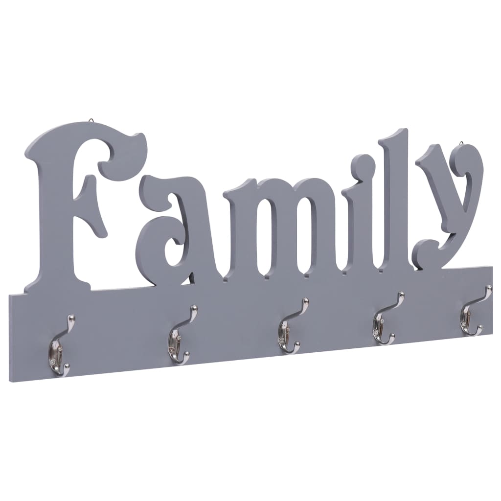 Porte-manteau mural FAMILY Gris 74x29,5 cm