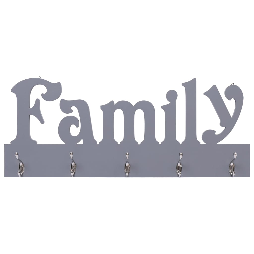 Porte-manteau mural FAMILY Gris 74x29,5 cm