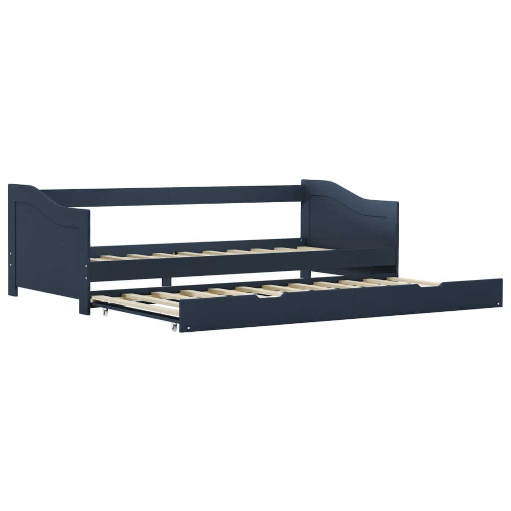 Cadre de lit extensible Gris Bois de pin 90x200 cm