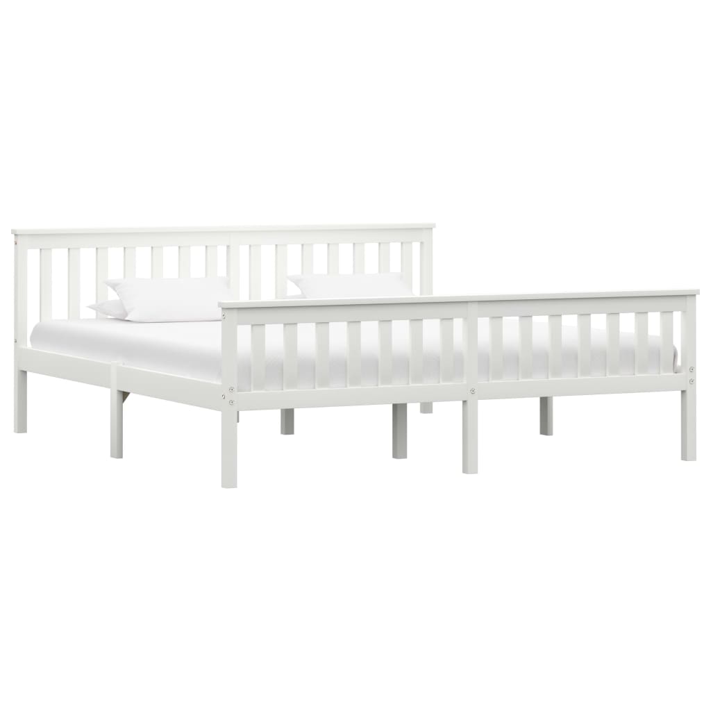 Cadre de lit Bois de pin massif Blanc 180 x 200 cm