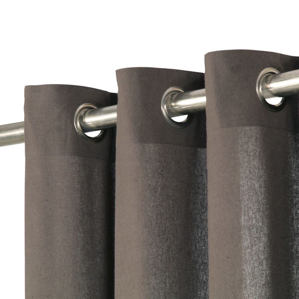 Rideaux avec anneaux en métal 2 pcs Coton 140x245 cm Anthracite